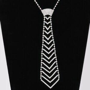 Rhinestone Necktie Necklace